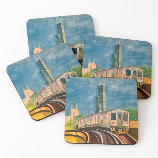 Item preview, Watercolor CTA Blue Line - Chicago L designed and sold by alchemyopolis.