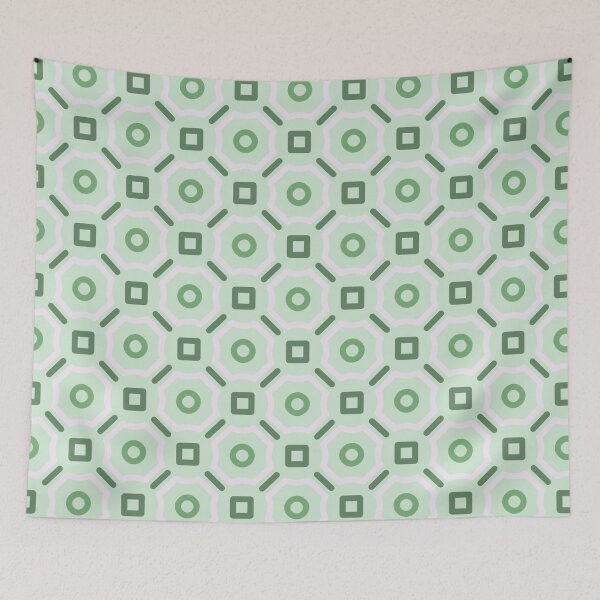 Item preview, Green Sage Square Circle Fresh Serene Nature Modern Scandinavian Memphis Eco Pattern designed and sold by PenguinForests.