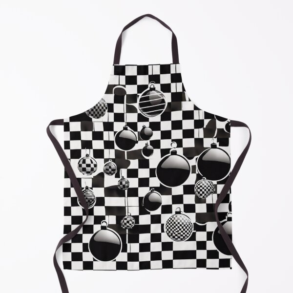 Item preview, Black and black and white baubles on a checkerboard background. designed and sold by Zofia Sosnecka.