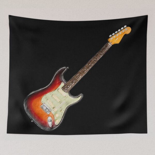 Item preview, Strat Style Guitar Color Pencil Sketch designed and sold by kakarikihill.