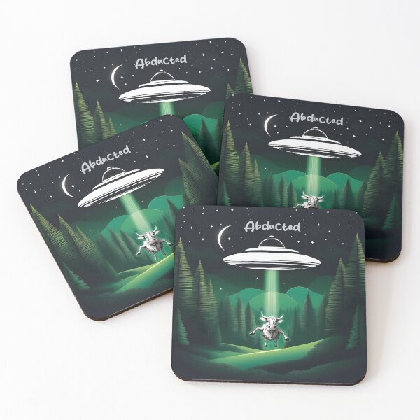 Item preview, UFO Cow Abduction - Nighttime Sci-Fi Scene designed and sold by inkArtistryfine.
