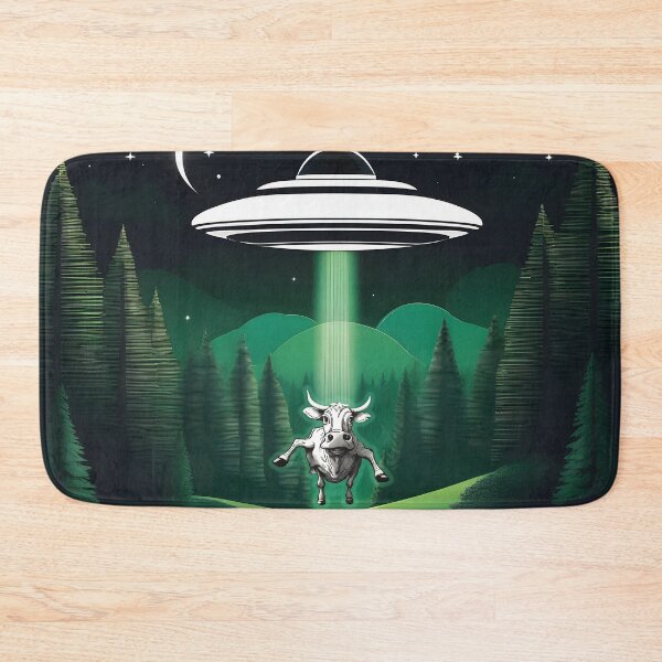 Item preview, UFO Cow Abduction - Nighttime Sci-Fi Scene designed and sold by inkArtistryfine.