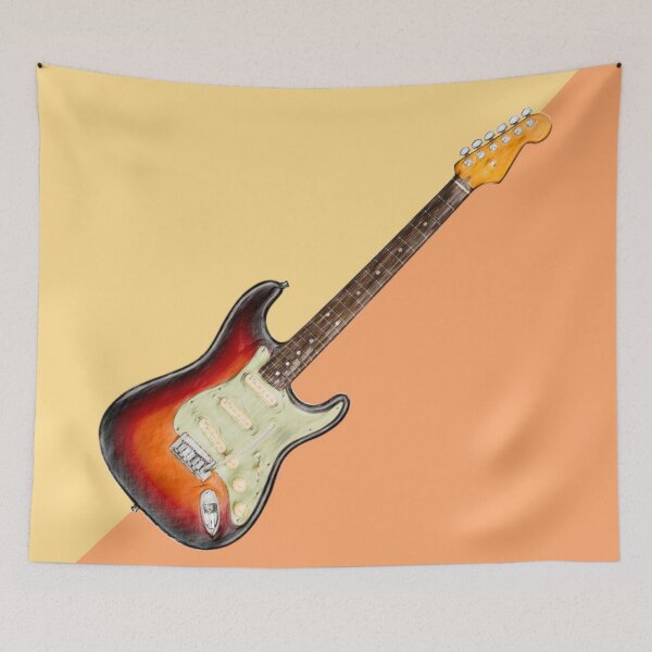 Item preview, Strat Style Electric Guitar Diagonal Colored Sketch Art designed and sold by kakarikihill.