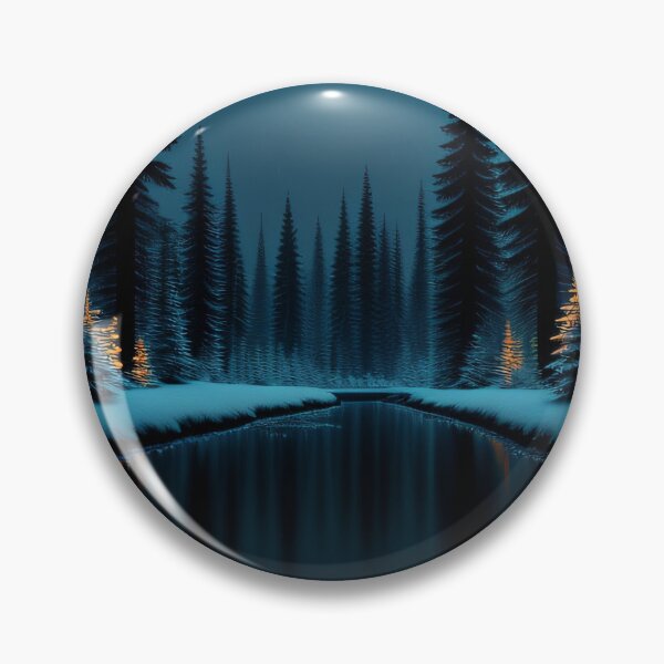 Item preview, Bosque nevado con luces de árboles de río. designed and sold by PosterPalace.