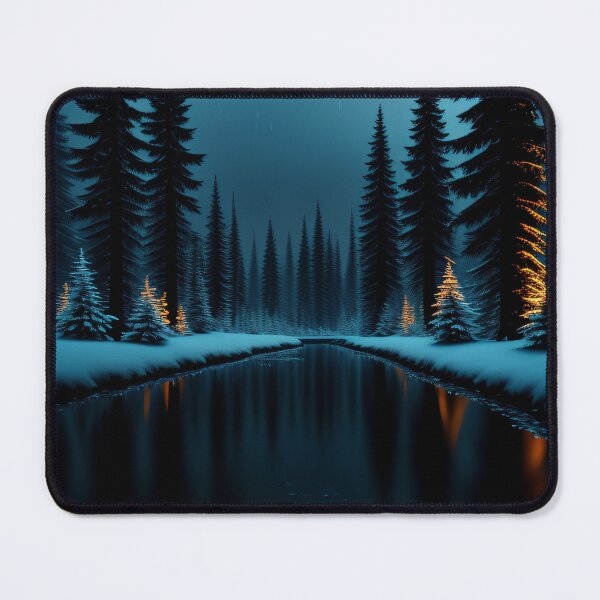 Item preview, Snow forest with river trees lights designed and sold by PosterPalace.