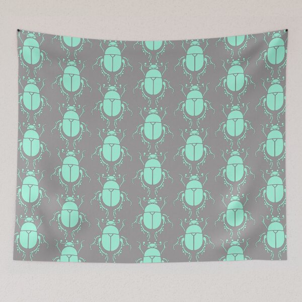 Item preview, Colorful, geometric beetle pattern.pastel turquoise. designed and sold by My-fake-places.