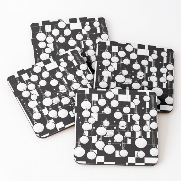 Item preview, White baubles on a checkerboard background. designed and sold by Zofia Sosnecka.