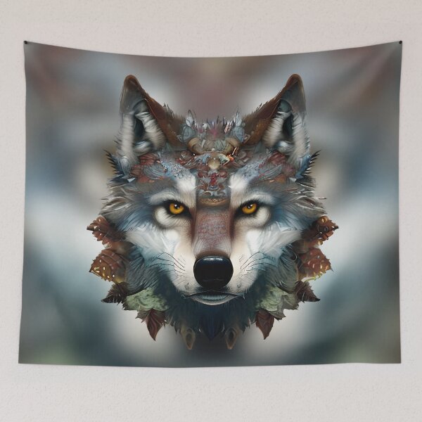 Item preview, WOLF SHAMAN Defender of Tribal Lands designed and sold by MoodyMuseArt.
