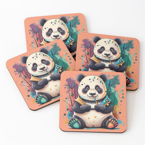 Item preview, Cute Rad Panda Paint Brush Colorful Background designed and sold by TugForkFinds.