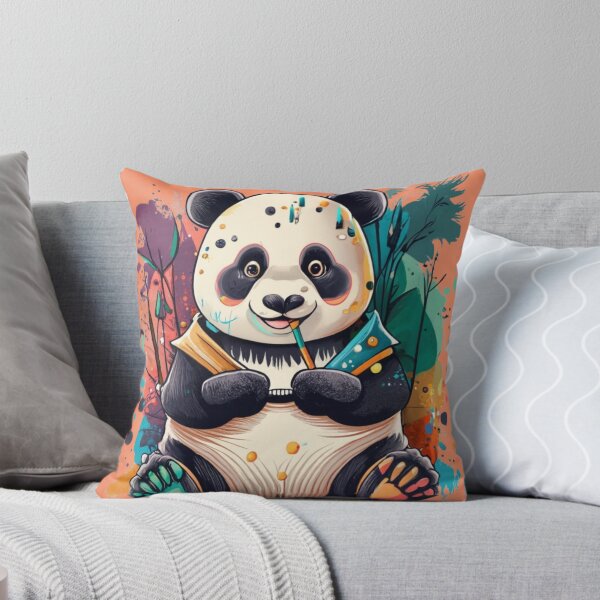 Item preview, Cute Rad Panda Paint Brush Colorful Background designed and sold by TugForkFinds.