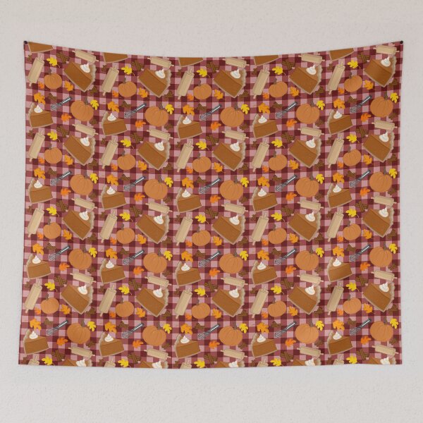 Item preview, Pumpkin Fall Baking Print, Maroon Gingham Background designed and sold by serafineaandd.