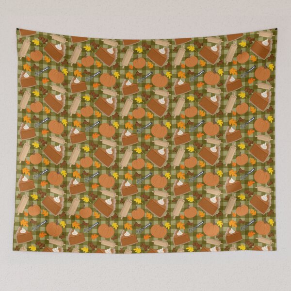 Item preview, Pumpkin Fall Baking Print, Green Gingham Background designed and sold by serafineaandd.