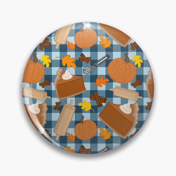 Artikelvorschau, Kürbis-Herbst-Backdruck, blauer Gingham-Hintergrund entworfen und verkauft von serafineaandd.