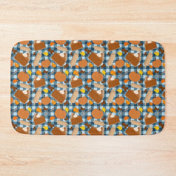 Item preview, Pumpkin Fall Baking Print, Blue Gingham Background designed and sold by serafineaandd.
