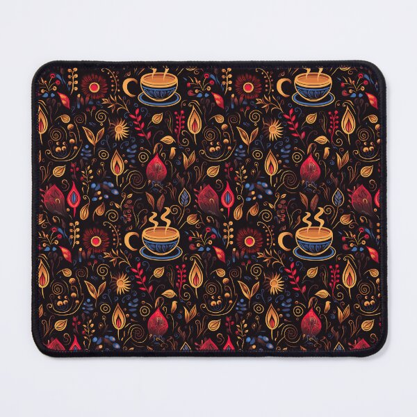 Item preview, folk art coffee and tea pattern #4 designed and sold by darkartsflowers.