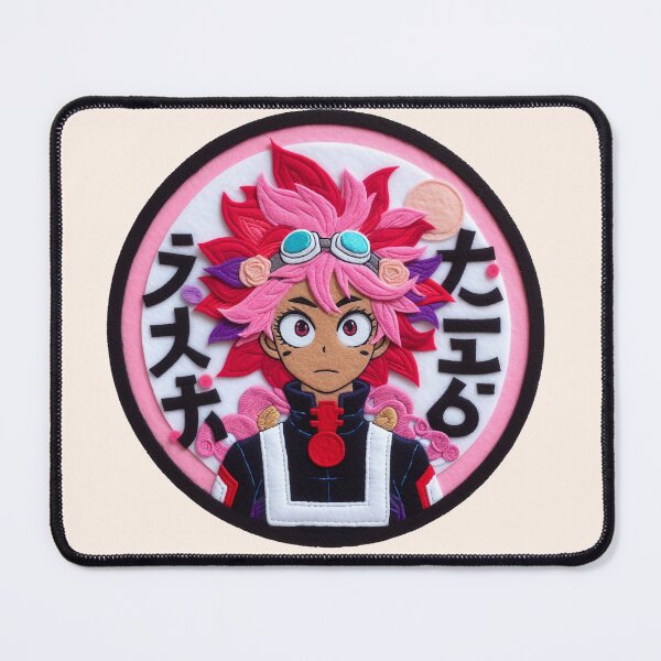 Item preview, Pink Haired Kawaii Manga Girl | Embroidered Digital Illustration felt designed and sold by GALUMARKET.
