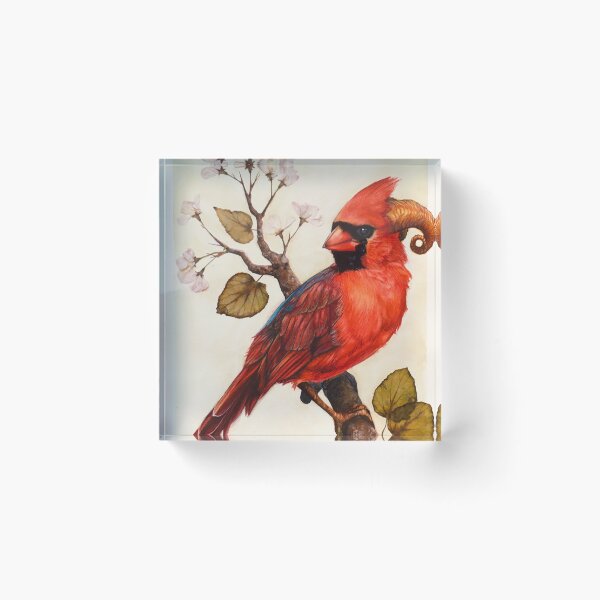 Item preview, Horned Cardinal designed and sold by HucklebridgeArt.