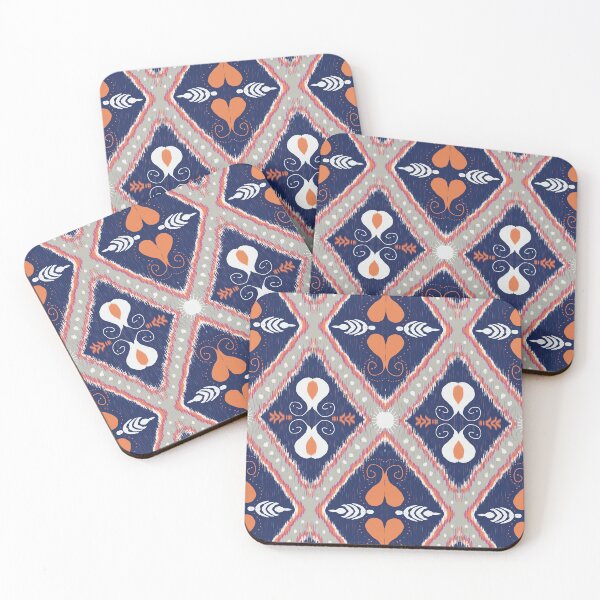 Item preview, Blue geometric and gray orange pattern seamless designed and sold by Aesthetic shapes design.
