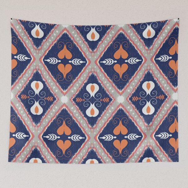 Item preview, Blue geometric and gray orange pattern seamless designed and sold by NarongStocker37.