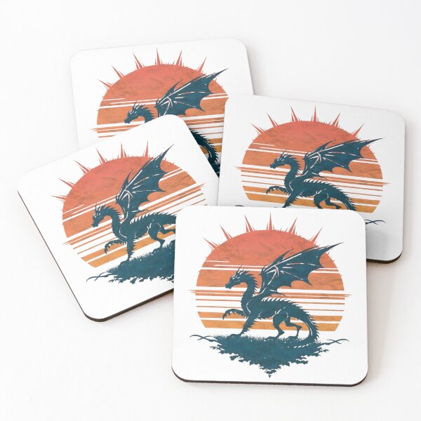 Item preview, Retro Sunset Silhouette Dragon  designed and sold by DragonRealms.
