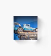 Truck On The Back Of A Bigger Truck Acrylic Block