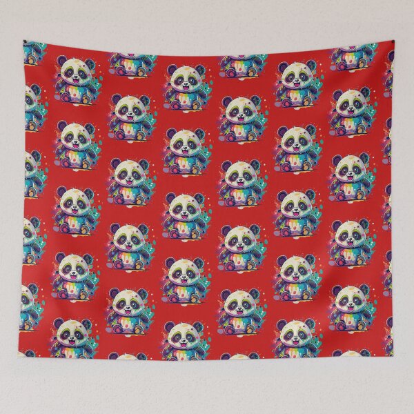 Item preview, Rad Smiling Baby Panda Colorful Background designed and sold by TugForkFinds.