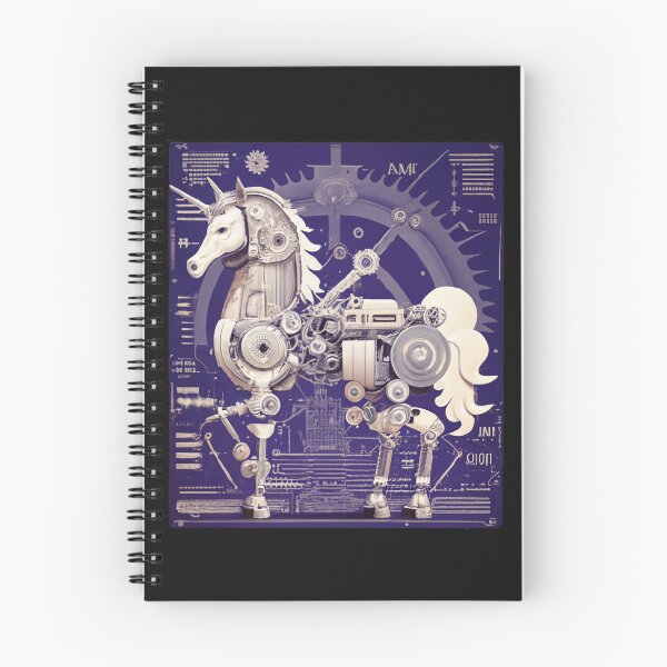 Item preview, Mechanical unicorn blue print designed and sold by MillenniumDrip.