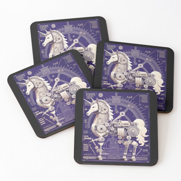 Item preview, Mechanical unicorn blue print designed and sold by MillenniumDrip.