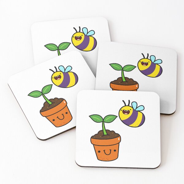Item preview, Kawaii Bee and Potted Plant designed and sold by kawaiilife.