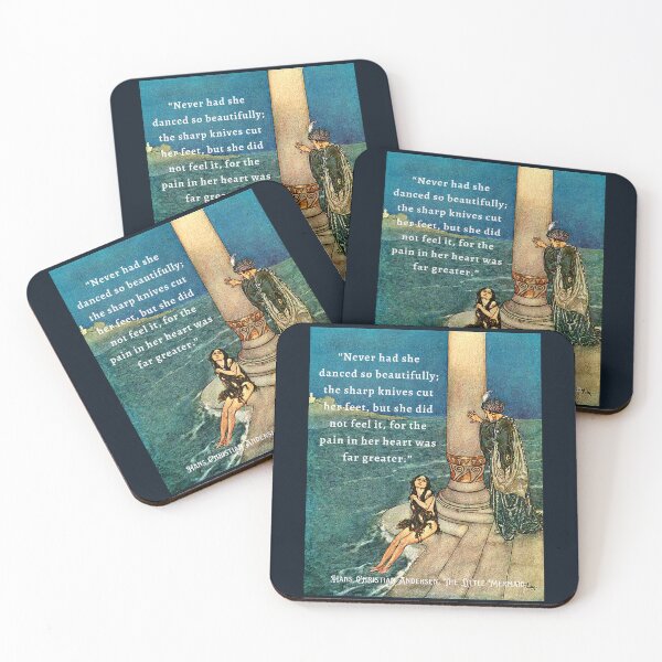 Item preview, Hans Christian Andersen  quote about mermaids:  Never had she danced so beautifully; the sharp knives cut her feet, but she did not feel it... designed and sold by artbleed.