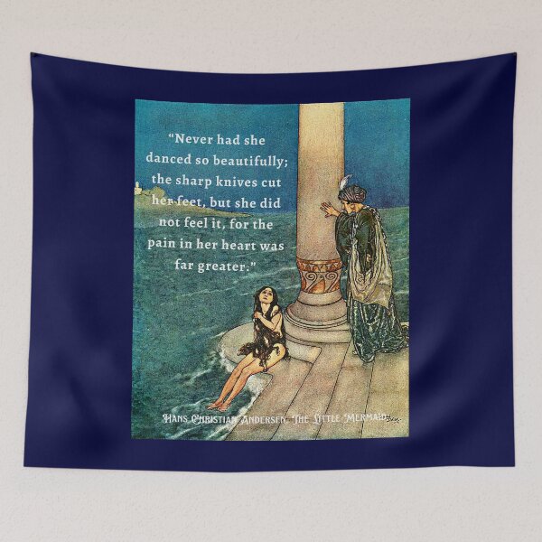 Item preview, Hans Christian Andersen  quote about mermaids:  Never had she danced so beautifully; the sharp knives cut her feet, but she did not feel it... designed and sold by artbleed.