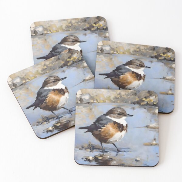 Item preview, Stylised digital art, white dipper bird designed and sold by WildLadyWood.