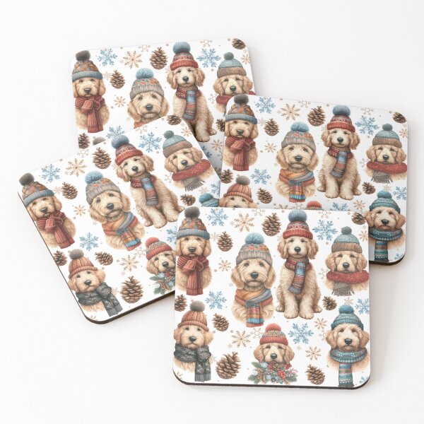 Item preview, Cute Goldendoodles in Winter Hats and Scarves designed and sold by Animals-on-me.