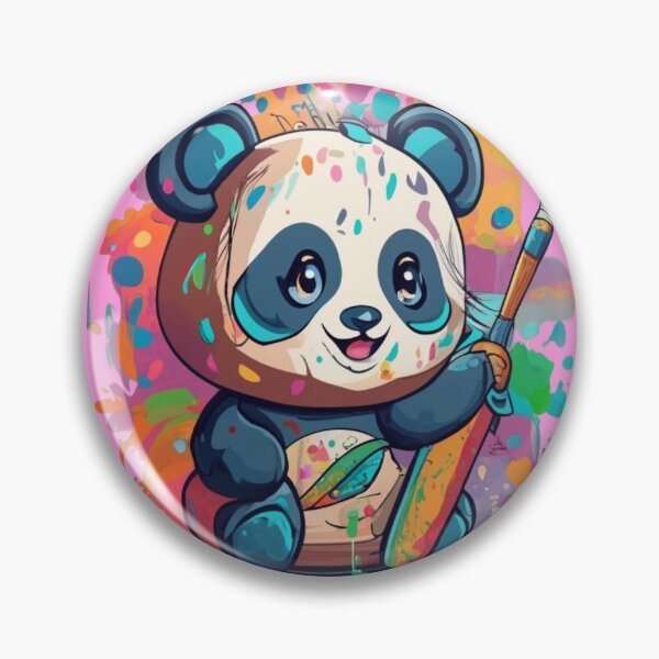 Item preview, Rad Young Panda With Paint Brush and Colorful Background designed and sold by TugForkFinds.