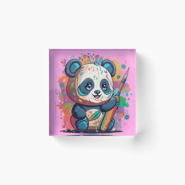 Item preview, Rad Young Panda With Paint Brush and Colorful Background designed and sold by TugForkFinds.