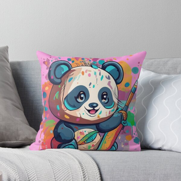 Item preview, Rad Young Panda With Paint Brush and Colorful Background designed and sold by TugForkFinds.