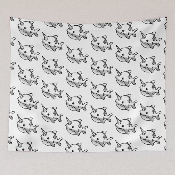 Item preview, Tattoo style Narwhal Whale with unicorn horn designed and sold by jazzydevil.