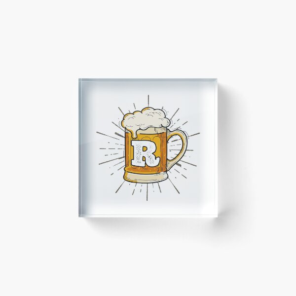 Item preview, Monogram R Frothy Cold Glass of Beer designed and sold by simplymonogram.