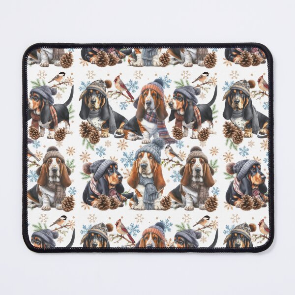 Item preview, Cute Basset Hounds Wearing Winter Hats designed and sold by Animals-on-me.