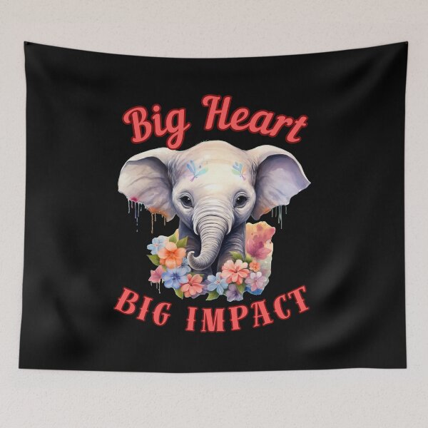 Item preview, Big Heart, Big Impact. colorful elephant designed and sold by ElephantVibes.