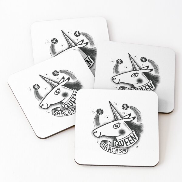 Item preview, Flash Tattoo SARCASM QUEEN with cute unicorn designed and sold by jazzydevil.