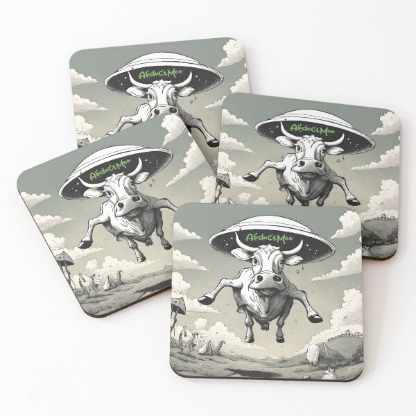 Item preview, Abducted Bovine - Quirky UFO Encounter designed and sold by inkArtistryfine.
