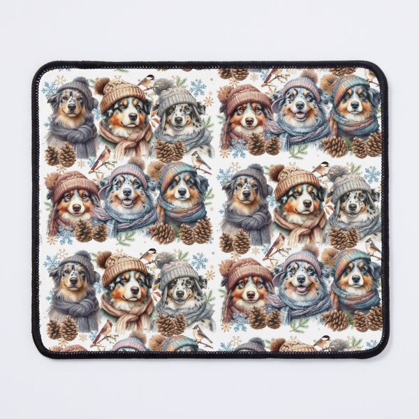 Item preview, Australian Shepherds in Winter Hats and Scarves designed and sold by Animals-on-me.