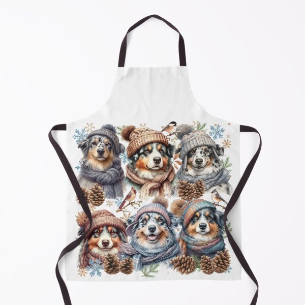 Item preview, Australian Shepherds in Winter Hats and Scarves designed and sold by Animals-on-me.
