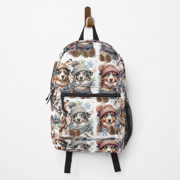 Item preview, Australian Shepherds in Winter Hats and Scarves designed and sold by Animals-on-me.