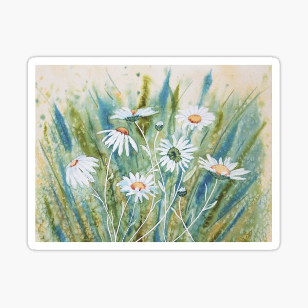 Watercolour Daisies Sticker