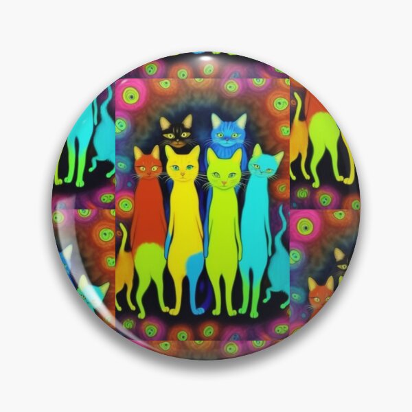 Item preview, Six Colorful Psychedelic Cats designed and sold by TheDarkWardrobe.