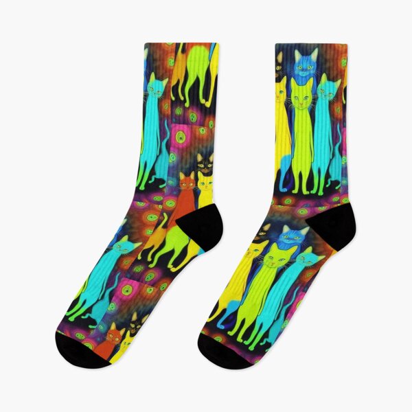 Item preview, Six Colorful Psychedelic Cats designed and sold by TheDarkWardrobe.