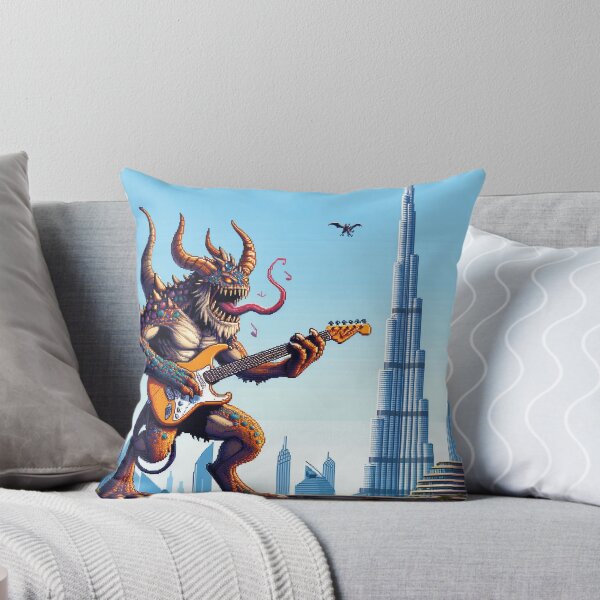 Item preview, Guitar Monster Tour at Burj Khalifa - Dubai, UAE : Funny Music AI Art Retro Games Style designed and sold by kewarin.