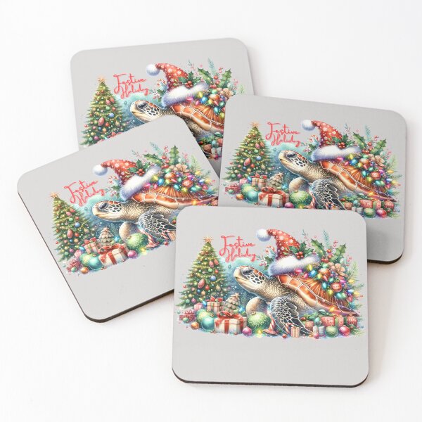 Item preview, Festive holiday of Sea Turtle Christmas Santa Hat Watercolor Gift ,sea turtle water color, christmas Gift for Turtle Lovers, Sticker  turtle designed and sold by Netroder.